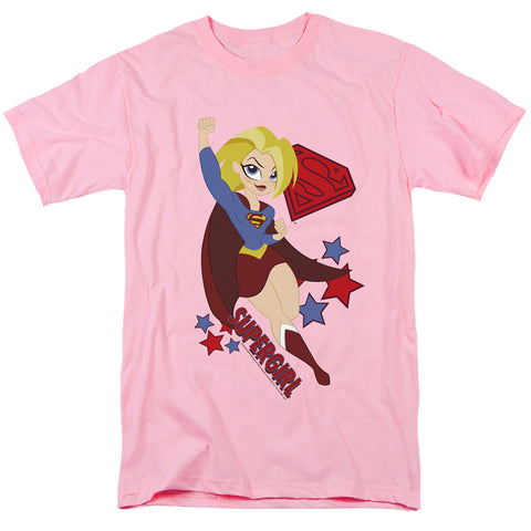 Supergirl DC Comics Super Hero Girls Pink Adult Adult Regular Fit Short Sleeve Shirt