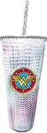 Wonder Woman Diamond Clear Holographic Acrylic 20 oz Travel Coffee Cup with Straw - supermanstuff.com