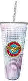 Wonder Woman Diamond Clear Holographic Acrylic 20 oz Travel Coffee Cup with Straw - supermanstuff.com