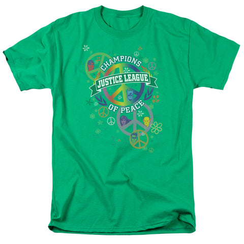 Justice League Peace League Regular Fit Kelly Green Short Sleeve Shirt - supermanstuff.com