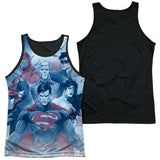 Justice League United in Front of Flag Adult Regular Fit Tank Top Shirt - supermanstuff.com