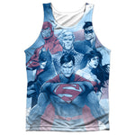 Justice League United in Front of Flag Adult Regular Fit Tank Top Shirt - supermanstuff.com