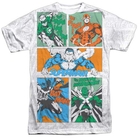 Justice League Justice Pannels Adult Regular Fit Short Sleeve Shirt - supermanstuff.com
