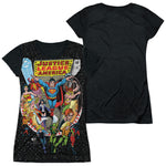 Justice League of America Stars Junior Cap Sleeve Shirt - supermanstuff.com