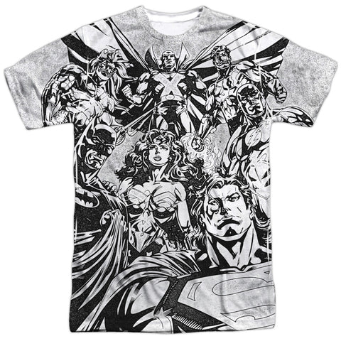 Justice League Superman Graphic Gathering Adult Regular Fit Short Sleeve Shirt - supermanstuff.com