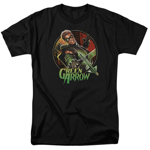 Green Arrow Sunset Archer Regular Fit Black Short Sleeve Shirt - supermanstuff.com