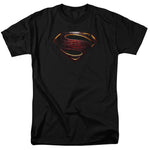 Superman Man of Steel Shield Logo Black Adult Regular Fit Short Sleeve Shirt - supermanstuff.com