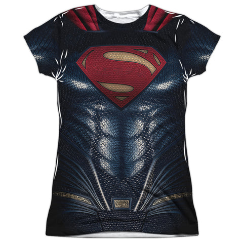 Superman Man of Steel Uniform Junior Cap Sleeve Shirt - supermanstuff.com