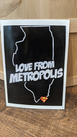 Love from Metropolis mural Metropolis Illinois High Gloss Postcard - supermanstuff.com