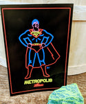 Neon Superman Metropolis Illinois 5x7 Statue Postcard - supermanstuff.com