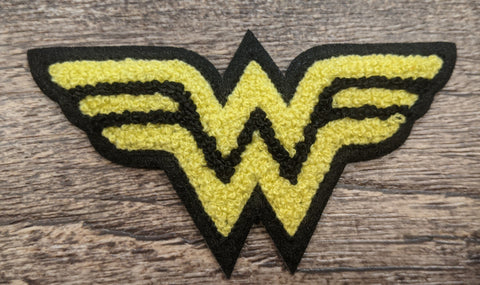 Wonder Woman Fuzzy Yellow Logo Patch - supermanstuff.com