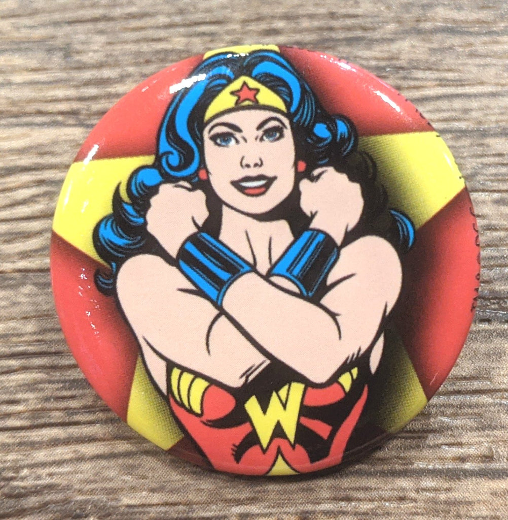 Wonder Woman Arms Crossed Star Background 1 1-4 inch Button