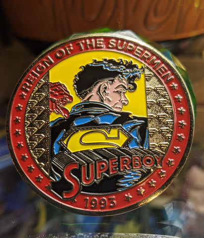 Superboy Reign of the Supermen February 2021 Superman Man of Steel Collectors Group limited edition Coin - supermanstuff.com