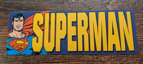 Superman Letters Long Bumper Sticker Decal - supermanstuff.com