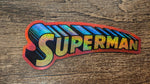 Superman Glitter Telescopic Letters Sticker Decal - supermanstuff.com