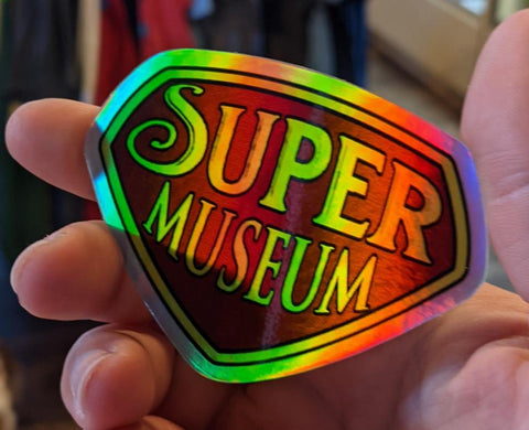 Super Museum Metropolis Illinois Retro Logo Holographic Sticker - supermanstuff.com