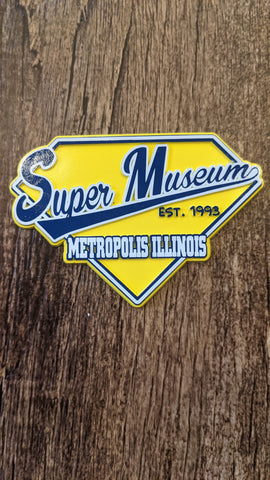 Super Museum Retro Logo Rubber Sculpted Magnet - supermanstuff.com