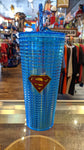 Superman Jeweled Acrylic 20 oz Travel Coffee Cup with Straw - supermanstuff.com