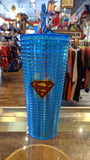 Superman Jeweled Acrylic 20 oz Travel Coffee Cup with Straw - supermanstuff.com