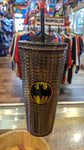Batman Jeweled Black Holographic Acrylic 20 oz Travel Coffee Cup with Straw - supermanstuff.com