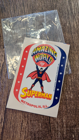 Vintage amazing world of Superman Metropolis Illinois 1972 decal - supermanstuff.com