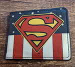 Superman Sheild on American Flag Logo Bi-Fold Wallet - supermanstuff.com