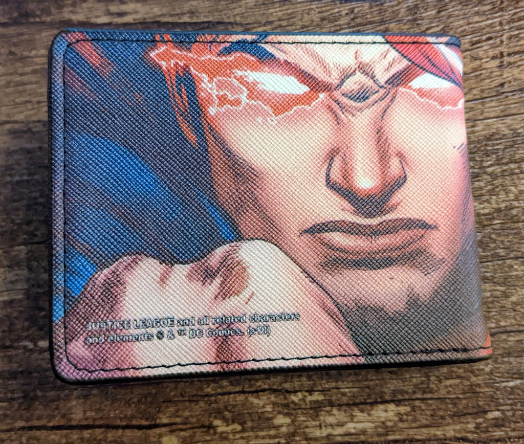 Superman Flying Pose With Shield Bi-Fold Wallet Superman Flying Pose With Shield Bi-Fold Wallet