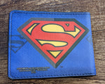 Superman Classic Shield Logo with Background Repeat Bi-Fold Wallet - supermanstuff.com