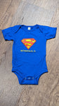Superman Shield Logo Metropolis Illinois Royal Blue Baby Onsie Infant Snap Suit - supermanstuff.com