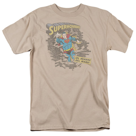 Superman Superhombre Tan Adult Regular Fit Short Sleeve Shirt - supermanstuff.com