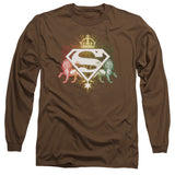 Superman Ornate Lion Sheild Logo Brown Adult Regular Fit Shirt - supermanstuff.com