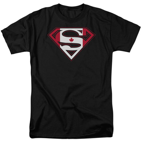 Superman Canadian Shield Regular Fit Black Short Sleeve Shirt - supermanstuff.com