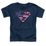 Superman American Flag Navy Blue Youth Juvenile Short Sleeve Shrit - supermanstuff.com