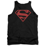 Superman Red on Black Superboy Adult Tank Top Shirt - supermanstuff.com