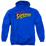 Superman In Action Comics Royal Blue Adult Pull-Over Hoodie Sweatshirt - supermanstuff.com
