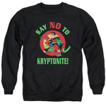 Superman Say No to Kryptonite Black Adult Regular Fit Crewneck Sweatshirt - supermanstuff.com