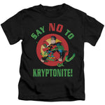 Superman Say No to Kryptonite Juvenile Black Regular Fit Short Sleeve Shirt - supermanstuff.com