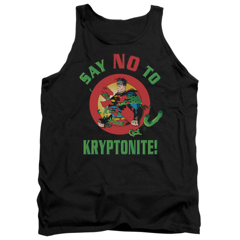 Superman Say No to Kryptonite Regular Fit Black Tank Top Shirt - supermanstuff.com