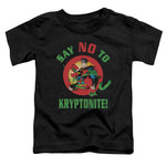 Superman Say No to Kryptonite Toddler Black Regular Fit Short Sleeve Shirt - supermanstuff.com