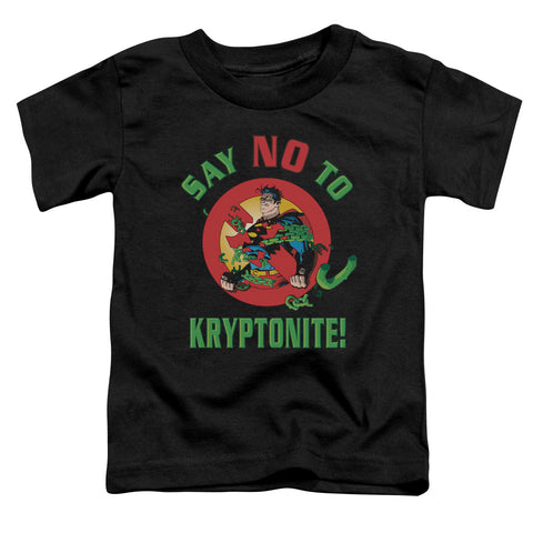 Superman Say No to Kryptonite Toddler Black Regular Fit Short Sleeve Shirt - supermanstuff.com