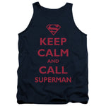 Superman Keep Calm Call Superman Navy Blue Tank Top - supermanstuff.com