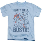 Superman Don't be a Busta Juvenile Light Blue Regular Fit Short Sleeve Shirt - supermanstuff.com