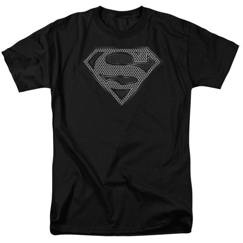 Superman Chainmail on Black Adult Regular Fit Short Sleeve Shirt - supermanstuff.com