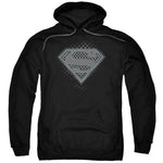Superman Checkerboard Shield Logo Black Adult Regular Fit Hoodie Sweatshirt - supermanstuff.com