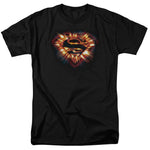 Superman Space Burst Shield Logo Regular Fit Black Short Sleeve Shirt - supermanstuff.com