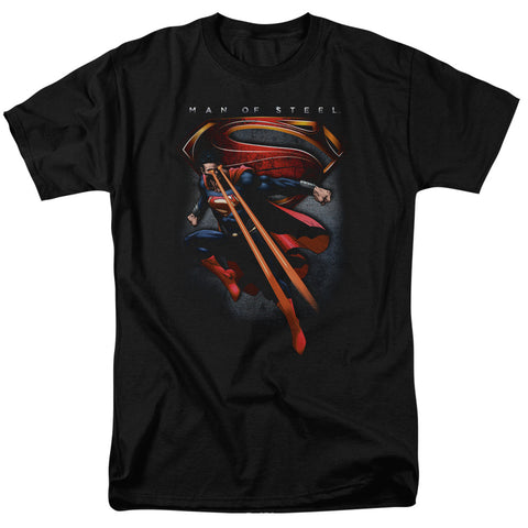 Superman Man of Steel Symbolic Superman Adult Regular Fit Short Sleeve Black Shirt - supermanstuff.com