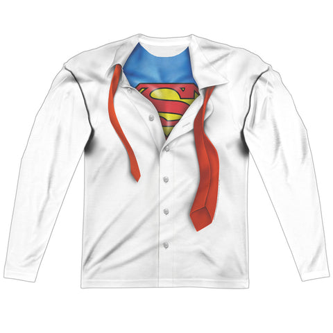 Superman Clark Kent Costume Change Adult Regular Fit Long Sleeve Shirt - supermanstuff.com