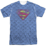 Superman Repeat Over Distressed Adult Regular Fit Short Sleeve Shirt - supermanstuff.com