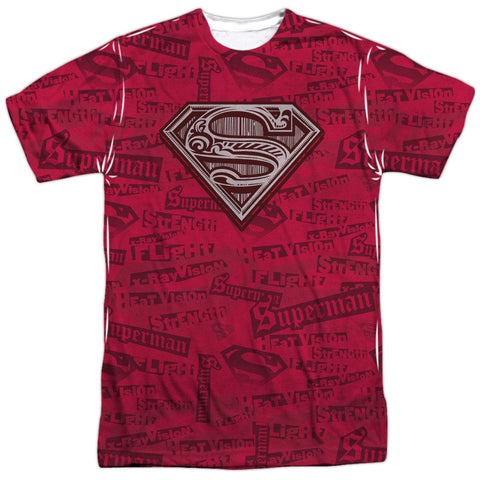 Superman Super Powers Tribal Sheild Adult Regular Fit Short Sleeve Shirt - supermanstuff.com