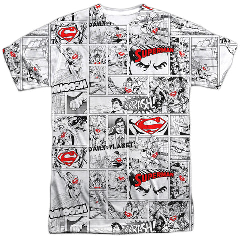Superman Comic Pages All Over Collage Adult Regular Fit Short Sleeve Shirt - supermanstuff.com